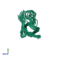 PDB entry 1dkc coloured by chain, ensemble of 10 models, side view.