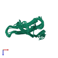 PDB entry 1dkc coloured by chain, ensemble of 10 models, top view.