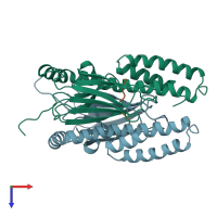 PDB entry 1dky coloured by chain, top view.