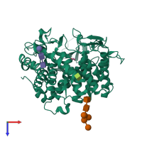 PDB entry 1dl2 coloured by chain, top view.