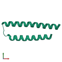 PDB entry 1dlb coloured by chain, front view.