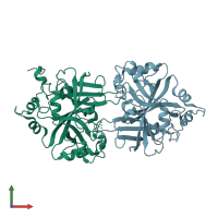 PDB entry 1dle coloured by chain, front view.