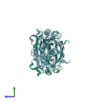 PDB entry 1dle coloured by chain, side view.