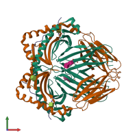 Hetero hexameric assembly 1 of PDB entry 1dlh coloured by chemically distinct molecules, front view.