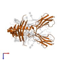 HLA class II histocompatibility antigen, DRB1 beta chain in PDB entry 1dlh, assembly 1, top view.