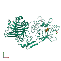 PDB entry 1dll coloured by chain, front view.