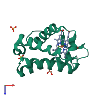 PDB entry 1dly coloured by chain, top view.