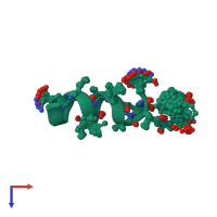 PDB entry 1dlz coloured by chain, ensemble of 20 models, top view.