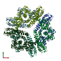 PDB entry 1dm5 coloured by chain, front view.