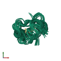 PDB entry 1dmd coloured by chain, ensemble of 18 models, front view.