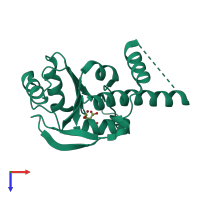 PDB entry 1dmg coloured by chain, top view.