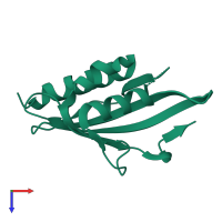 PDB entry 1dmm coloured by chain, top view.