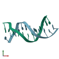 PDB entry 1dn9 coloured by chain, front view.