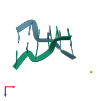 PDB entry 1dnf coloured by chain, top view.