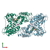 PDB entry 1dnp coloured by chain, front view.