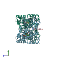 PDB entry 1dnp coloured by chain, side view.