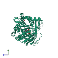 PDB entry 1doc coloured by chain, side view.