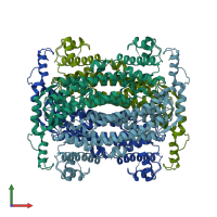 PDB entry 1dof coloured by chain, front view.
