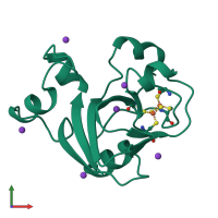 PDB entry 1doi coloured by chain, front view.