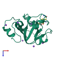 PDB entry 1doi coloured by chain, top view.