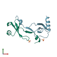 PDB entry 1dok coloured by chain, front view.