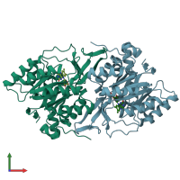 PDB entry 1dor coloured by chain, front view.