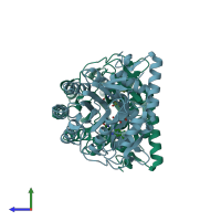 PDB entry 1dor coloured by chain, side view.