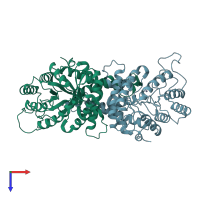 PDB entry 1dos coloured by chain, top view.
