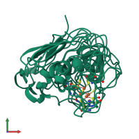 PDB entry 1dox coloured by chain, ensemble of 3 models, front view.