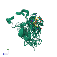 PDB entry 1doy coloured by chain, ensemble of 3 models, side view.