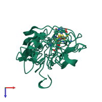 PDB entry 1doy coloured by chain, ensemble of 3 models, top view.