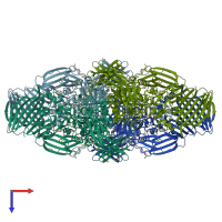 PDB entry 1dp0 coloured by chain, top view.