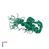 PDB entry 1dp3 coloured by chain, ensemble of 20 models, top view.