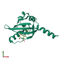 PDB entry 1dp6 coloured by chain, front view.