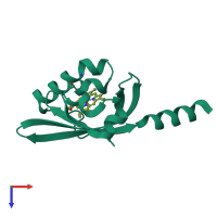 PDB entry 1dp6 coloured by chain, top view.