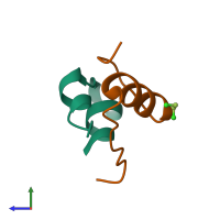 PDB entry 1dph coloured by chain, side view.