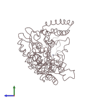 PDB entry 1dpi coloured by chain, side view.