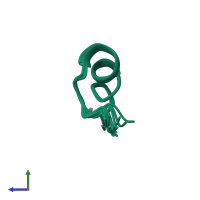 PDB entry 1dpk coloured by chain, ensemble of 16 models, side view.