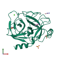 PDB entry 1dpo coloured by chain, front view.