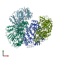 PDB entry 1dpp coloured by chain, front view.