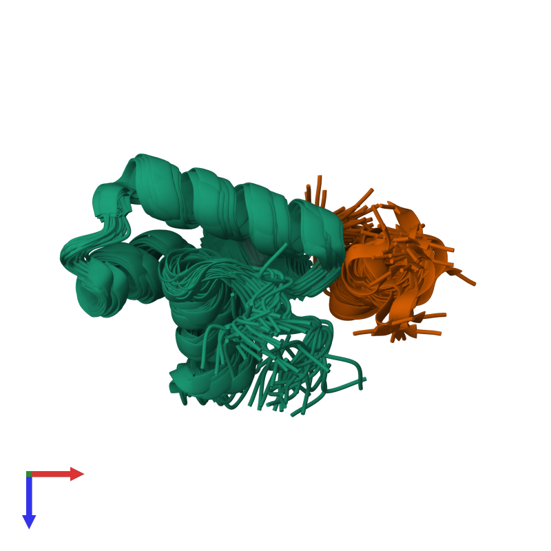 <div class='caption-body'><ul class ='image_legend_ul'>The deposited structure of PDB entry 1dpu coloured by chemically distinct molecules and viewed from the top. The entry contains: <li class ='image_legend_li'>1 copy of REPLICATION PROTEIN A (RPA32) C-TERMINAL DOMAIN</li> <li class ='image_legend_li'>1 copy of URACIL DNA GLYCOSYLASE (UNG2)</li><li class ='image_legend_li'>[]</li></ul></li></ul></li></div>