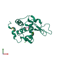 PDB entry 1dpw coloured by chain, front view.