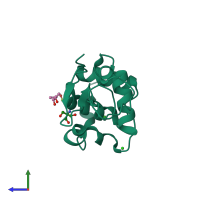 PDB entry 1dpw coloured by chain, side view.