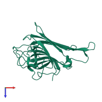 PDB entry 1dq0 coloured by chain, top view.