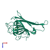 PDB entry 1dq1 coloured by chain, top view.