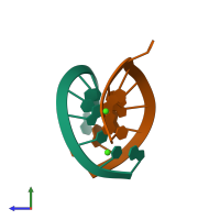 PDB entry 1dqf coloured by chain, side view.