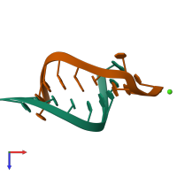 PDB entry 1dqf coloured by chain, top view.