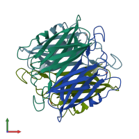 PDB entry 1dqi coloured by chain, front view.
