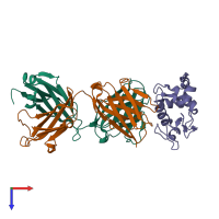 PDB entry 1dqj coloured by chain, top view.