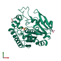 PDB entry 1dqy coloured by chain, front view.